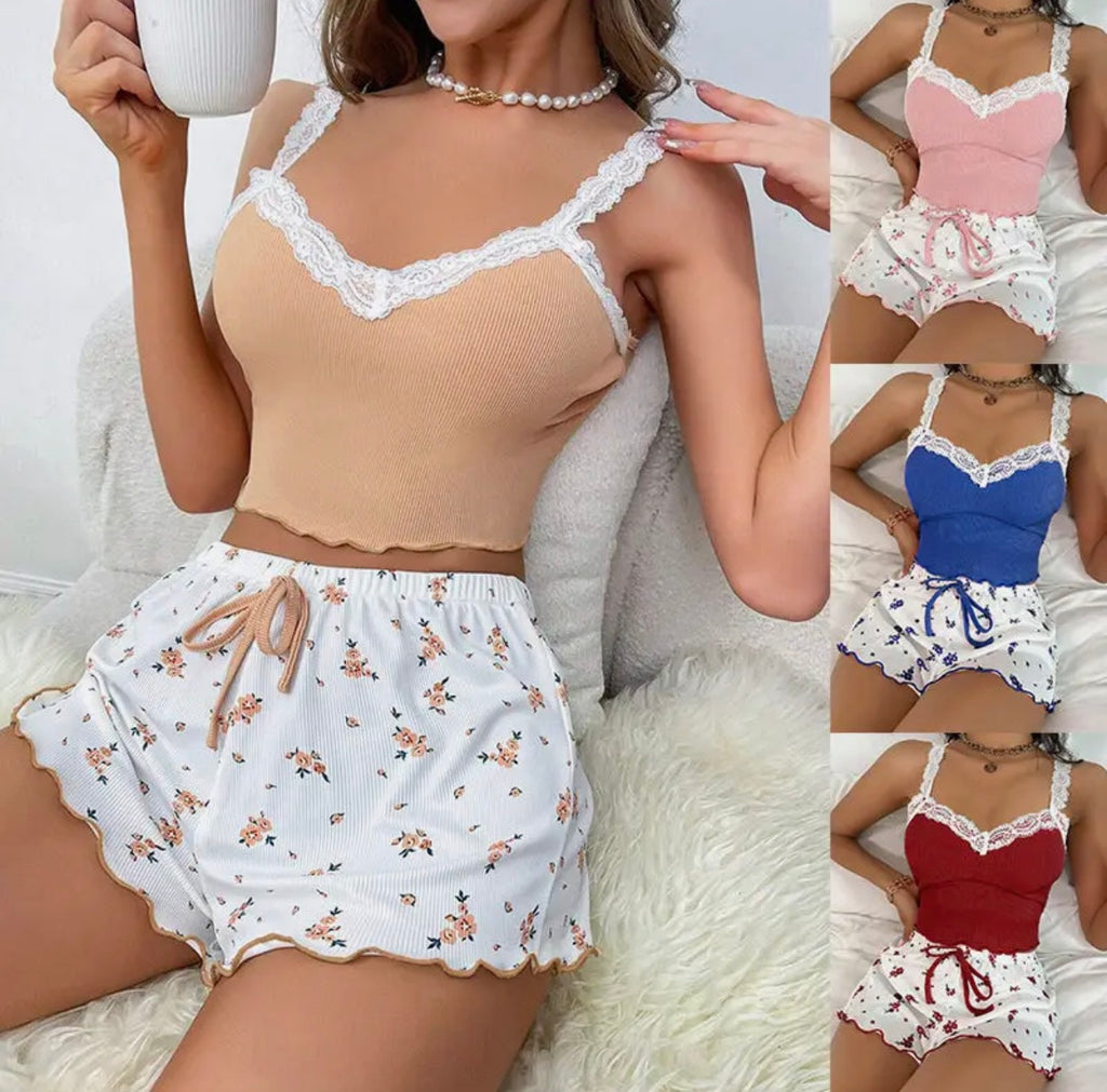 Women Lace Trim Camisole Sleepwear